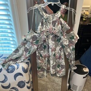 JODIFL Gray and White Ruffled Cut Out Blouse